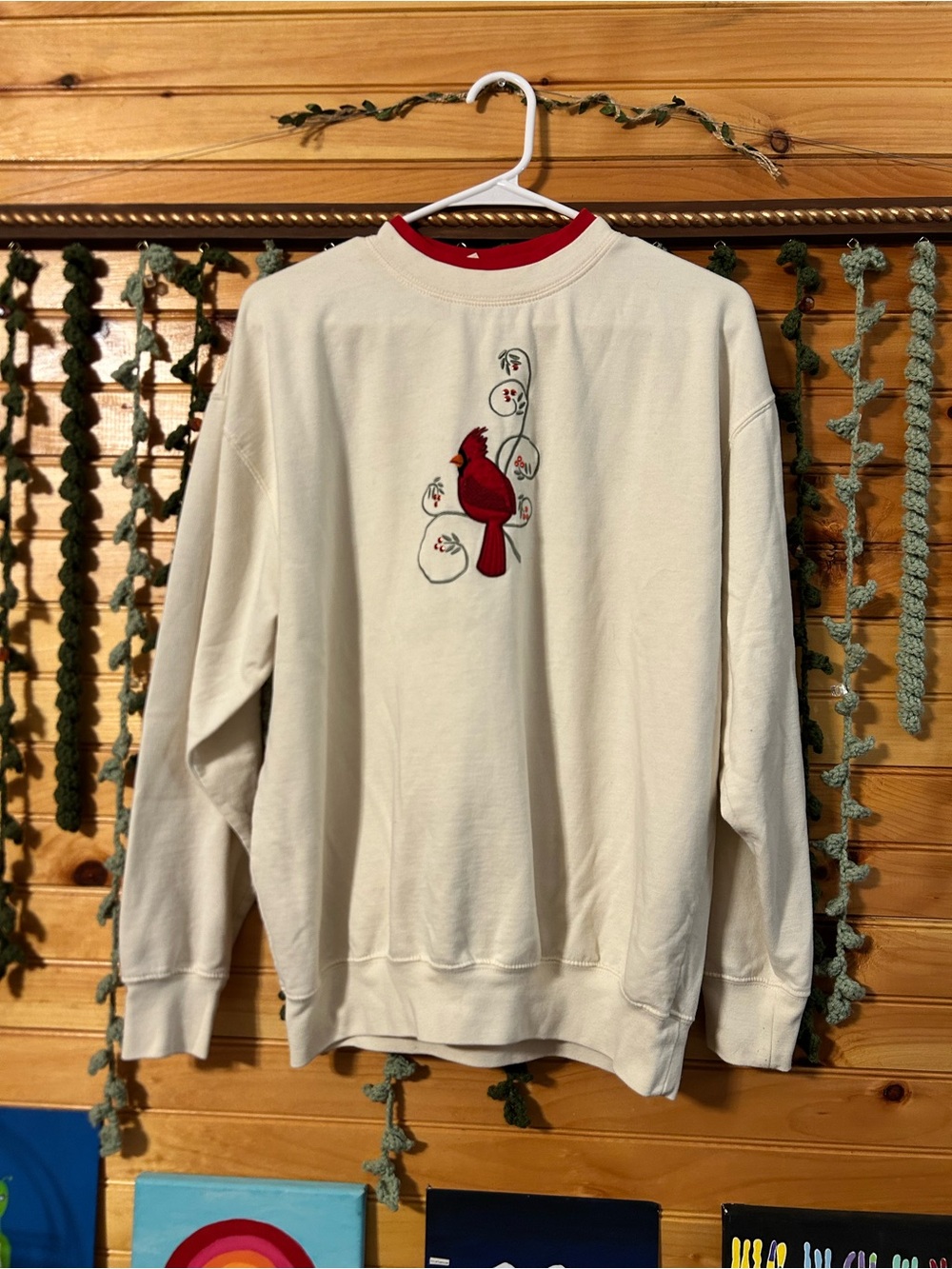 Cream Cardinal Crewneck Sweater